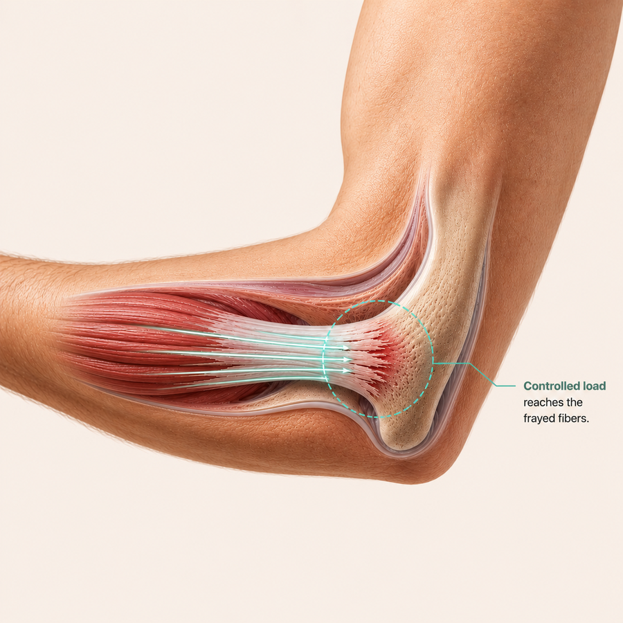 Controlled tension targeting frayed tendon fibers